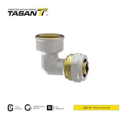 Phụ kiện nén bằng đồng thau công nghiệp 20 mm Khuỷu tay nữ 90 độ 62E