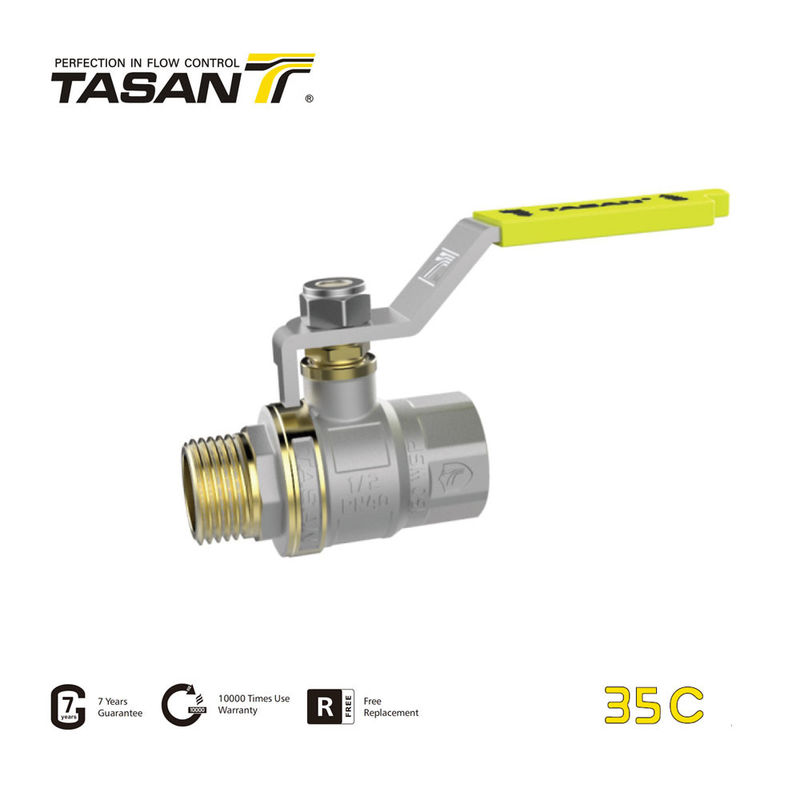 PN5/72.5psi Van bi khí bằng đồng thau Van bi dòng chảy đầy đủ 1/2 inch 35C
